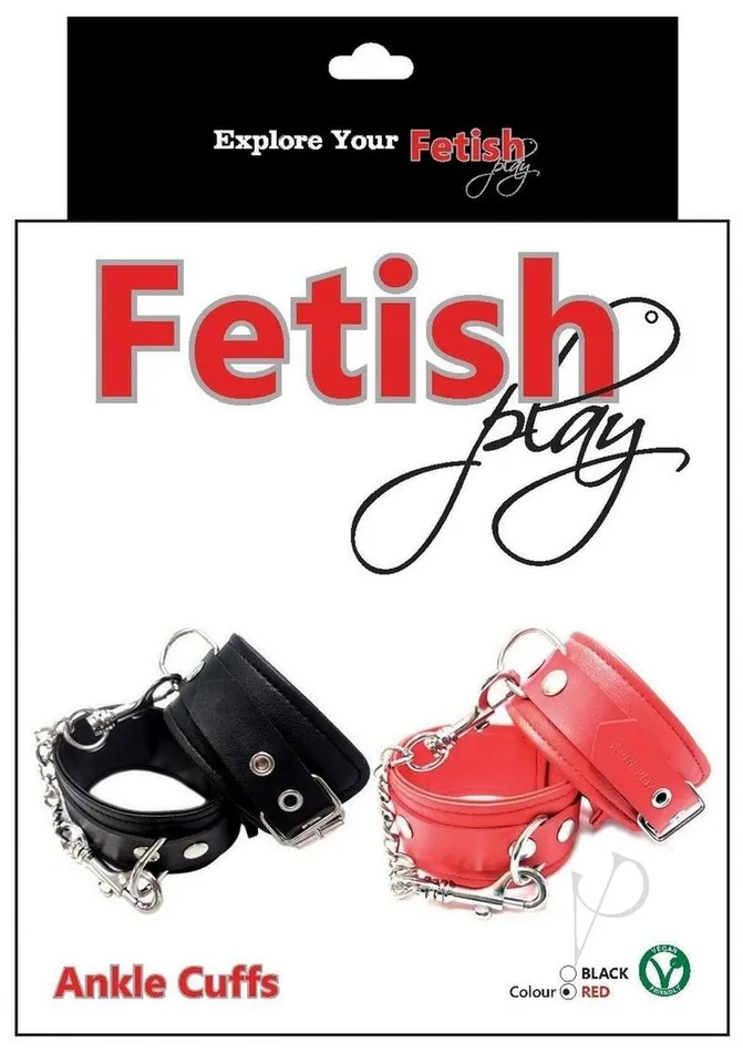Rouge Restraints Fetish Play Ankle Cuffs Vegan Leather Red