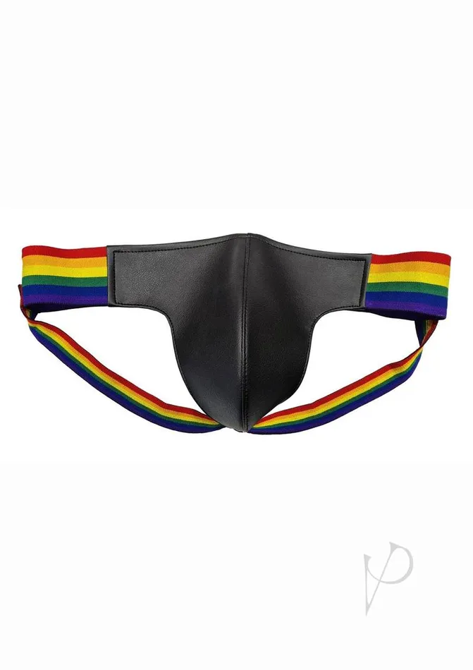 Rouge Rouge Leather Jock with Pride Stripes Large Multicolor Male Sex Toys Rouge Rouge Leather Jock with Pride Stripes Large Multicolor Male Sex Toys