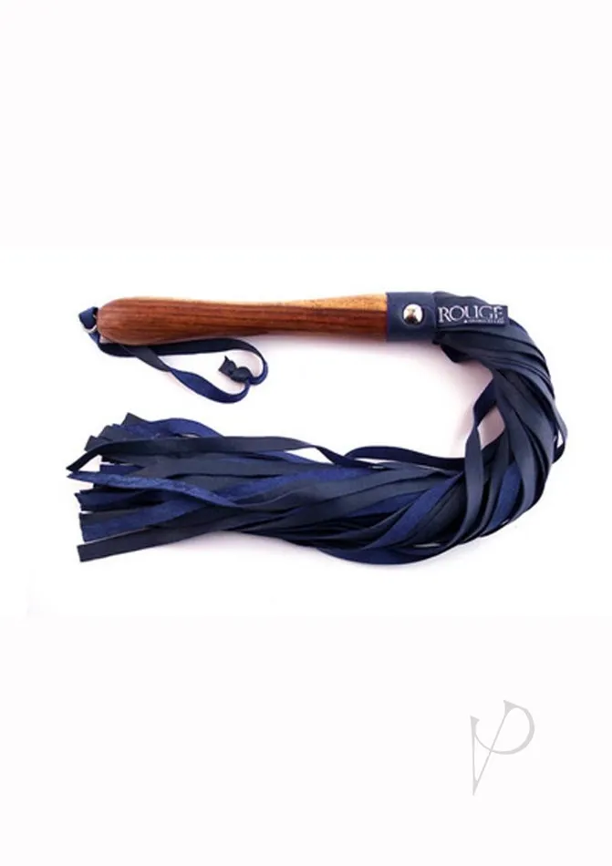 Rouge Wooden Handle Leather Flogger Blue Rouge Vibrators