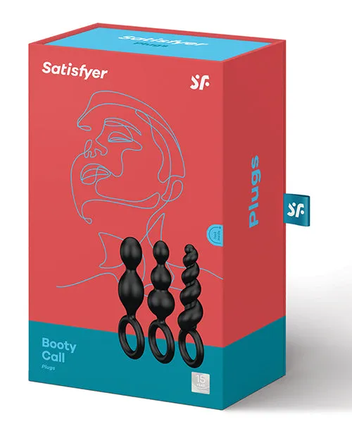 Satisfyer Satisfyer Booty Call Silicone Textured Anal Plugs Black 3 Each Per Set Anal