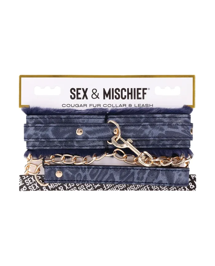 Sex And Mischief Vibrators Sex and Mischief Cougar Fur Collar andamp Leash NavyGold Sex And Mischief Vibrators Sex and Mischief Cougar Fur Collar andamp Leash NavyGold