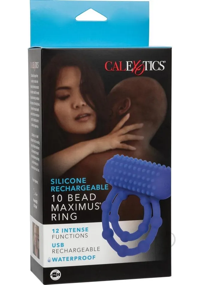 Silicone Rechargeable 10 Bead Maximus Couples Ring Blue Couples Enhancers Vibrators Silicone Rechargeable 10 Bead Maximus Couples Ring Blue Couples Enhancers Vibrators