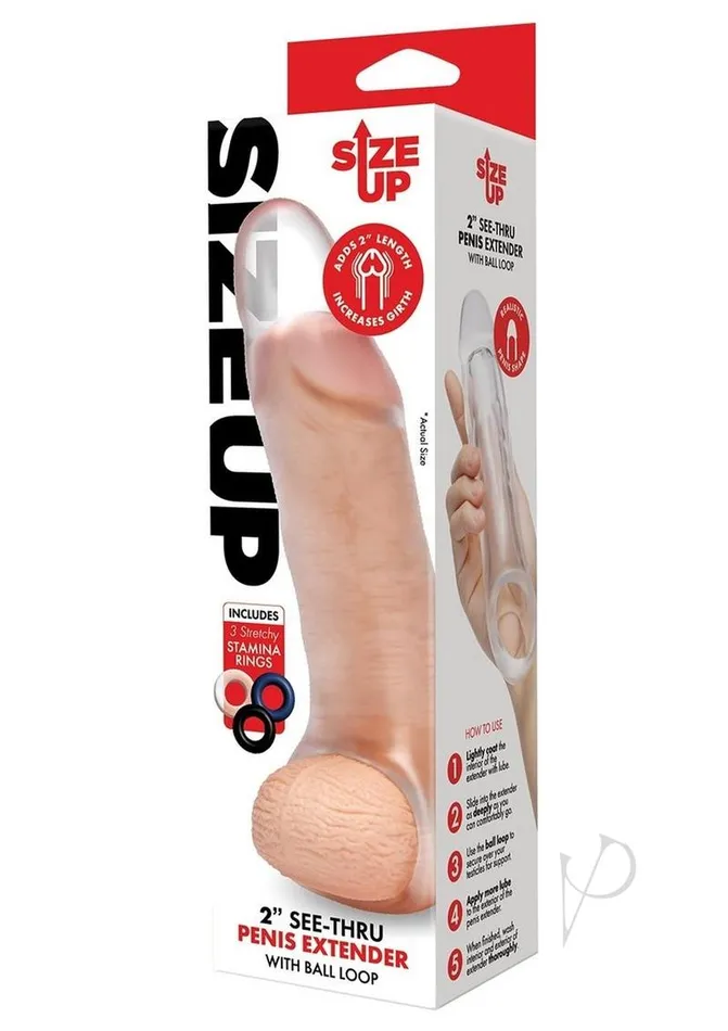 Size Up Girthy Clear View Penis Extender with Ball Loop 2in Size Up Male Sex Toys Size Up Girthy Clear View Penis Extender with Ball Loop 2in Size Up Male Sex Toys