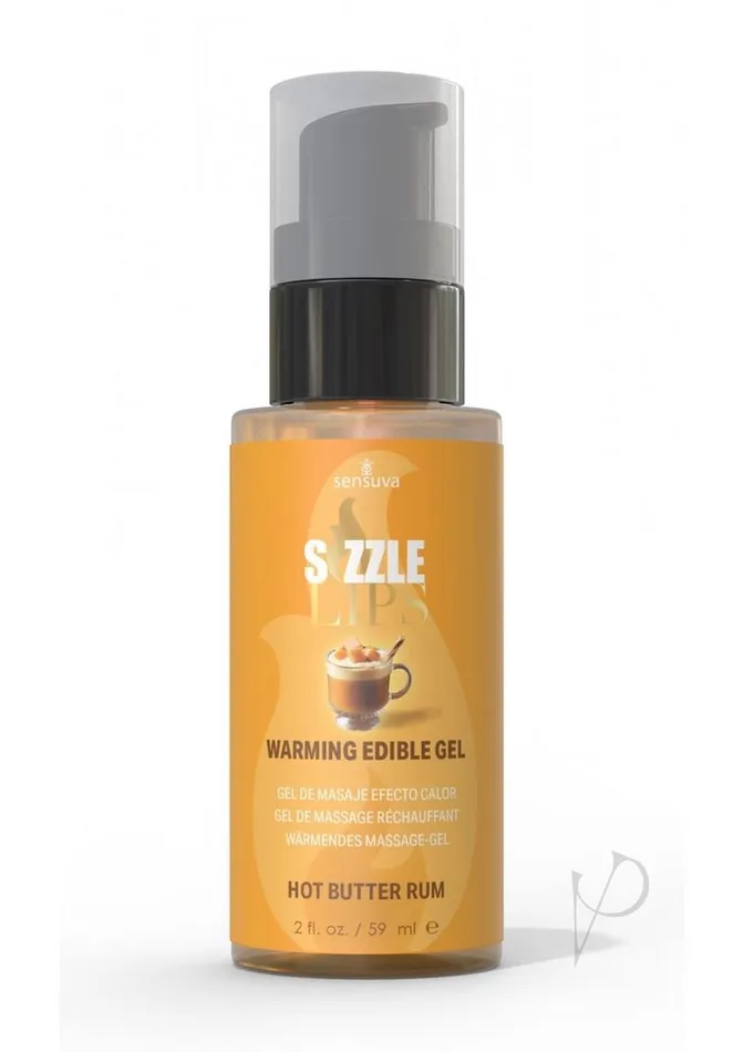 Sizzle Lips Warming Edible Gel Butter Rum 2oz Sizzle Lips Enhancers