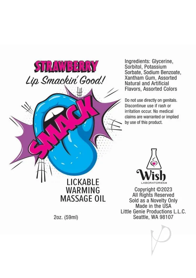 Smack Lickable Massage Oil 2oz Strawberry Smack Couples Smack Lickable Massage Oil 2oz Strawberry Smack Couples