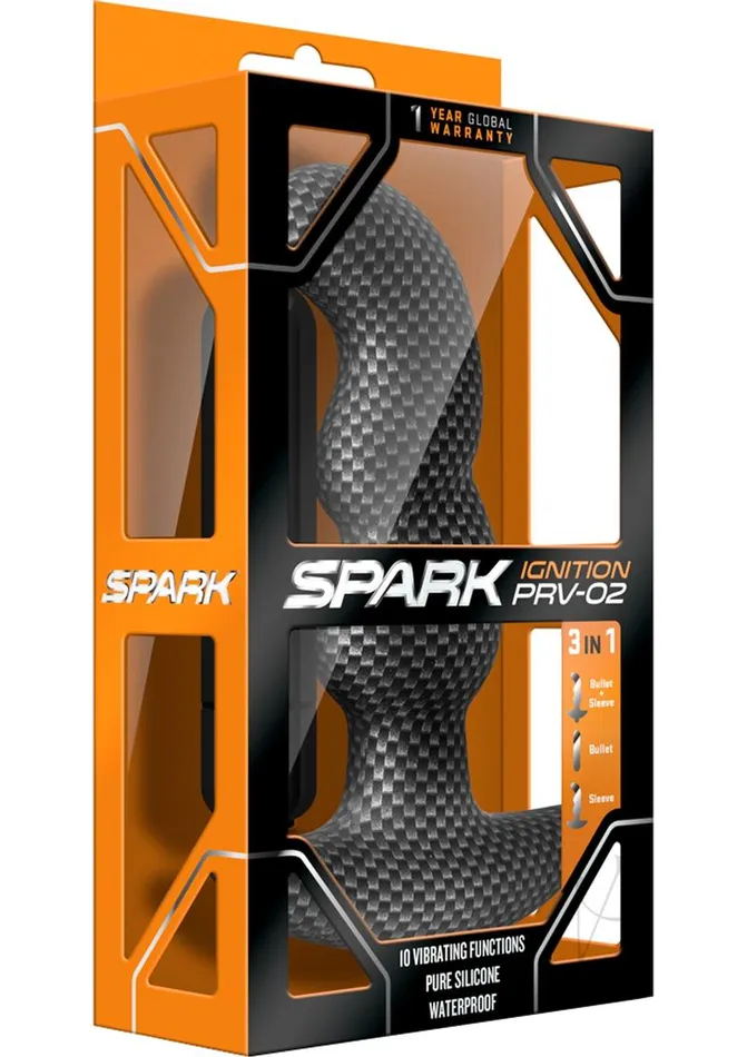 Spark Anal Spark Ignition PRV02 Silicone Butt Plug Carbon Fiber