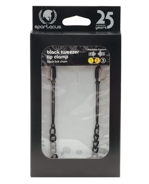 Spartacus Adjustable Black Tweezer Nipple Clamps wChain Spartacus Anal