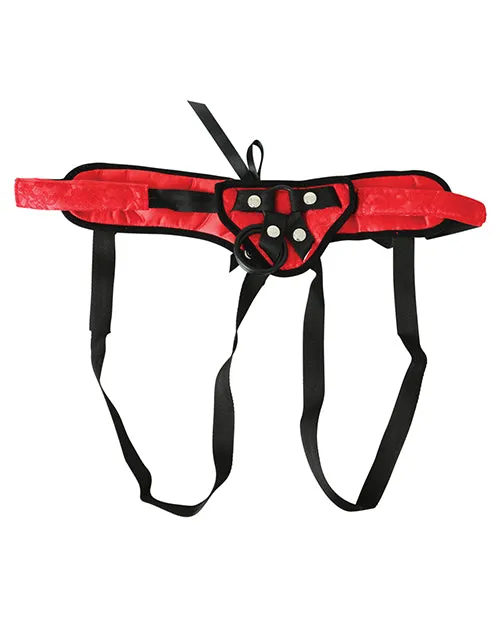 Sportsheets Female Sex Toys Sportsheets Sunrice Lace Corsette StrapOn Adjustable Harness RedBlack