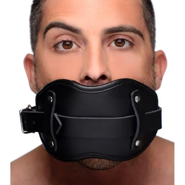 Strict Leather Leather Padded Silicone Penis Mouth Gag Male Sex Toys