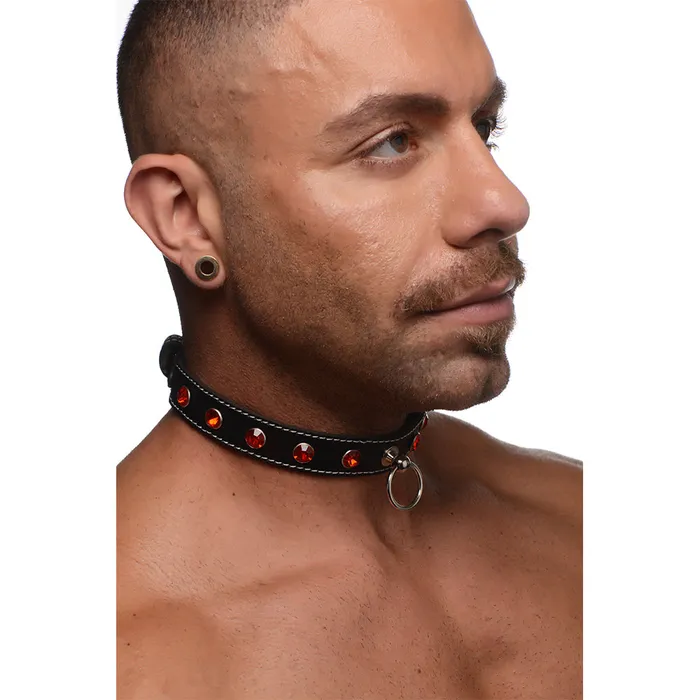 Strict Male Sex Toys Rhinestone Choker with ORing