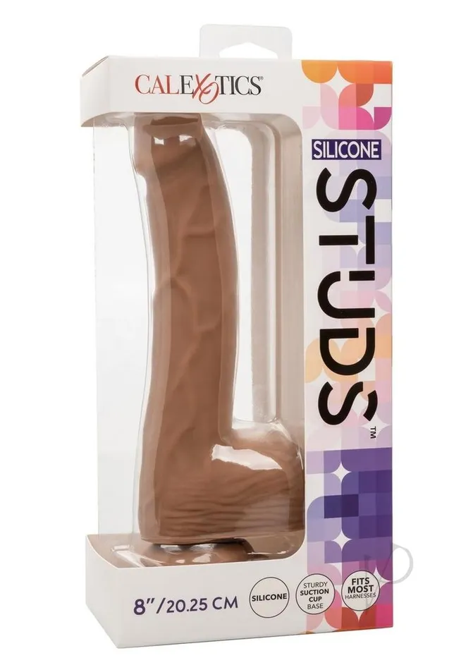 Studs Silicone Studs Realistic Dildo 8in Caramel Female Sex Toys