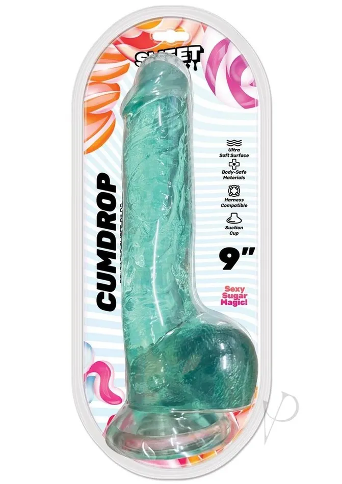Sweet Sex Cum Drop Silicone Dildo 9in Aqua Sweet Sex Dildos