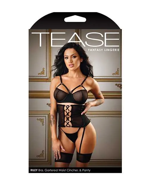 Tease By Fantasy Lingerie Anal Tease Riley Net Bra Waist Cincher Panty Black SM Tease By Fantasy Lingerie Anal Tease Riley Net Bra Waist Cincher Panty Black SM
