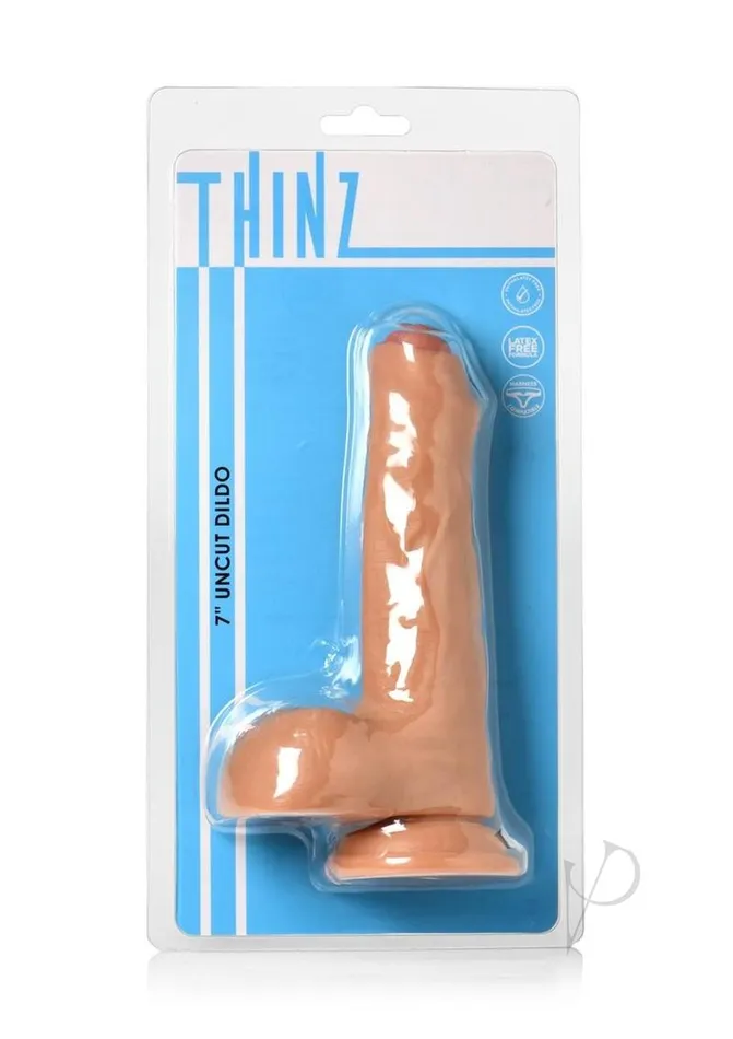 Thinz Uncut Dildo with Balls 7in Vanilla Thinz Dildos