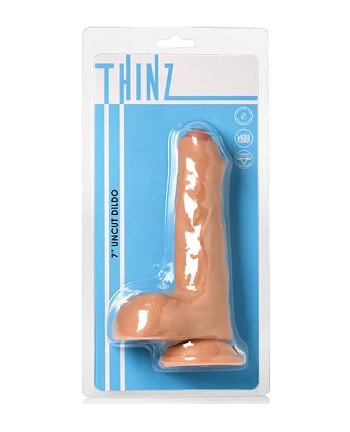 Thinz Uncut Dildo with Balls 7in Vanilla Thinz Dildos