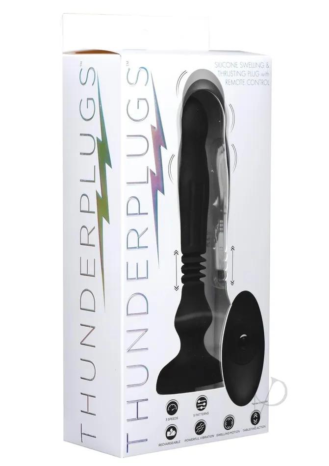 Thunder Plugs Male Sex Toys Thunder Plugs Silicone Swelling and Thrusting Plug with Remote Control Black Thunder Plugs Male Sex Toys Thunder Plugs Silicone Swelling and Thrusting Plug with Remote Control Black