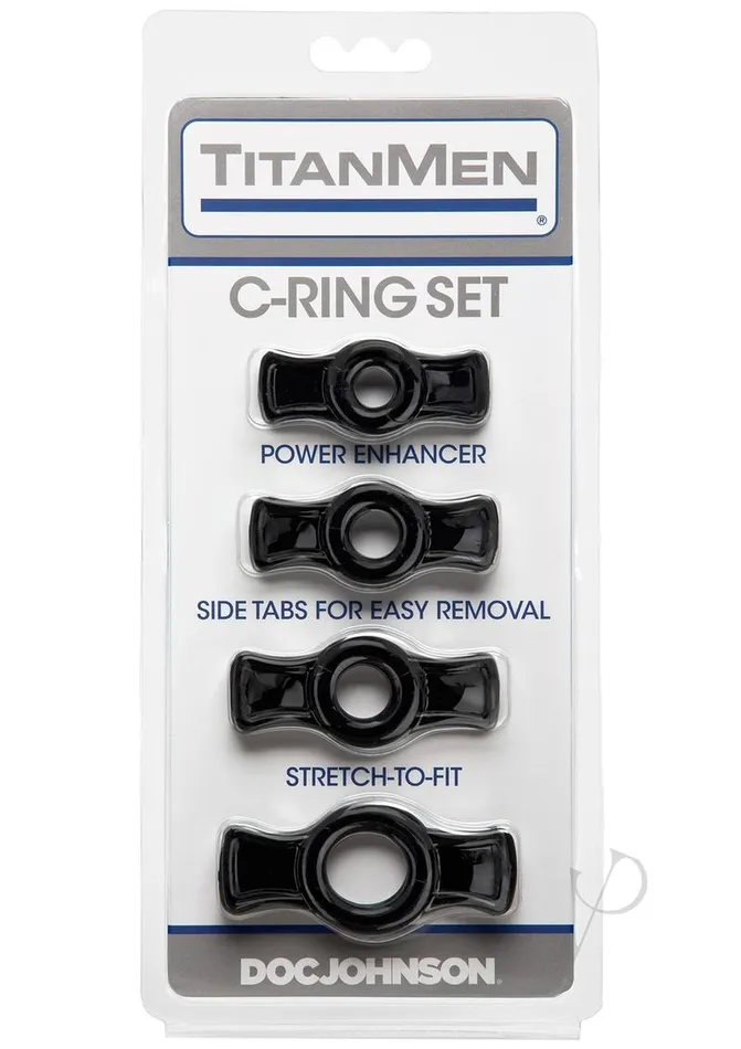 Titan Men Anal TitanMen StretchToFit Cock Rings 4 Piece Kit Black