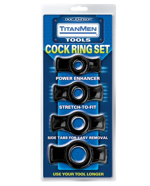 Titan Men Anal TitanMen StretchToFit Cock Rings 4 Piece Kit Black Titan Men Anal TitanMen StretchToFit Cock Rings 4 Piece Kit Black