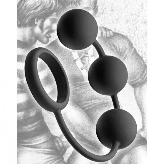Tom of Finland Tom of Finland Silicone Cock Ring with 3 Weighted Balls Male Sex Toys Tom of Finland Tom of Finland Silicone Cock Ring with 3 Weighted Balls Male Sex Toys