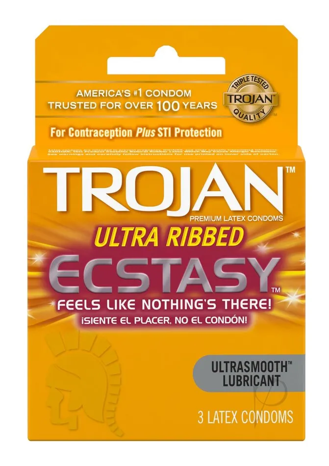 Trojan Enhancers Trojan Condom Stimulations Ecstasy Lubrciated 2 Pack