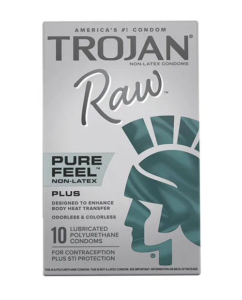 Trojan Raw Pure Feel NonLatex Condoms Pack of 10 Trojan Male Sex Toys