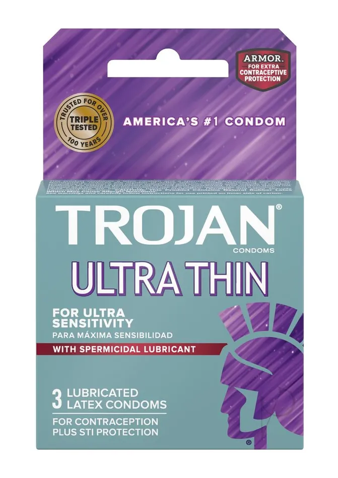 Trojan Trojan Ultra Thin Armor Spermicide Condom 3 Pack Male Sex Toys