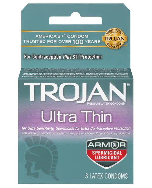 Trojan Trojan Ultra Thin Armor Spermicide Condom 3 Pack Male Sex Toys