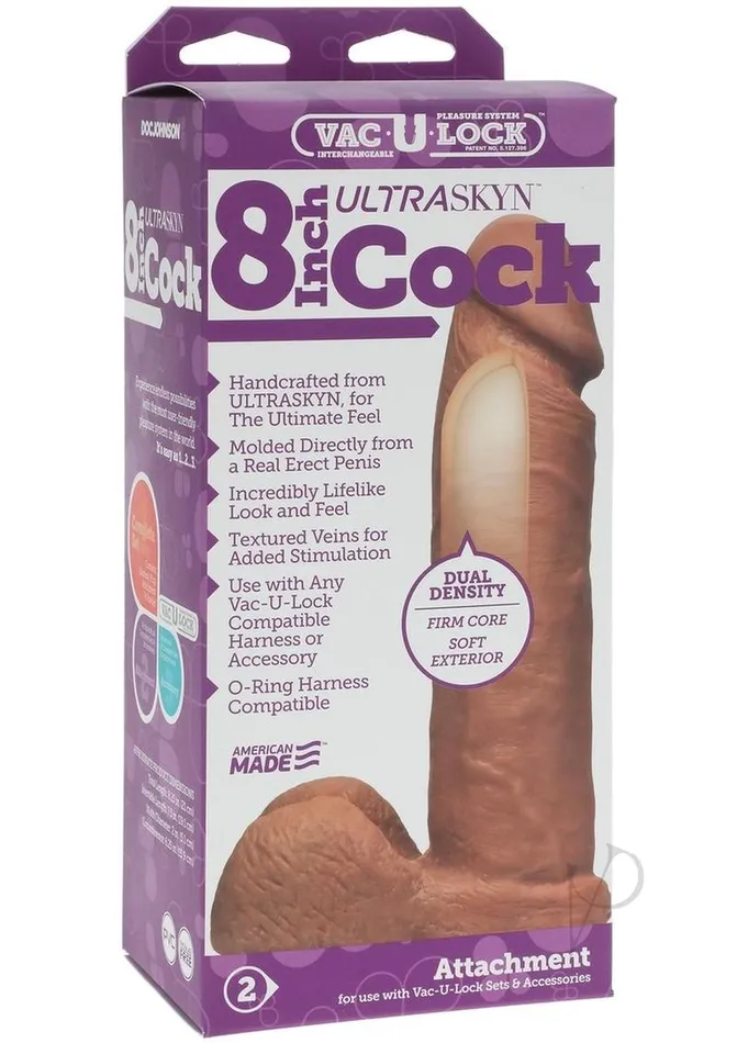 Vac U Lock Dildos VacULock Ultraskyn Dildo 8in Chocolate