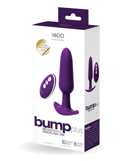 VeDO Bump Plus Rechargeable Remote Control Anal Vibe Deep Purple Vedo Anal