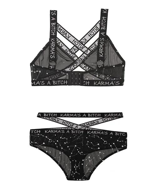 Vibes By Fantasy Lingerie Vibrators Vibes Karmas a Bitch Bralette Cutout Panty Black ML Vibes By Fantasy Lingerie Vibrators Vibes Karmas a Bitch Bralette Cutout Panty Black ML