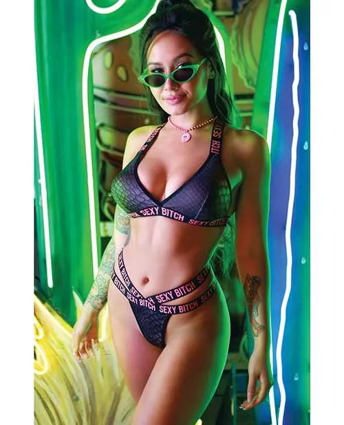 Vibes Sexy Bitch Bralette Strappy Panty Black LXL Vibes By Fantasy Lingerie Vibrators Vibes Sexy Bitch Bralette Strappy Panty Black LXL Vibes By Fantasy Lingerie Vibrators