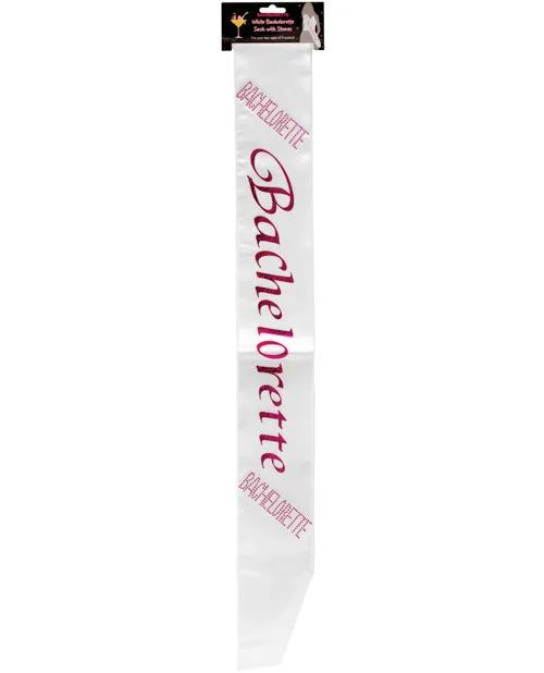 Vibrators Bachelorette Sash wCrystals White Omg International