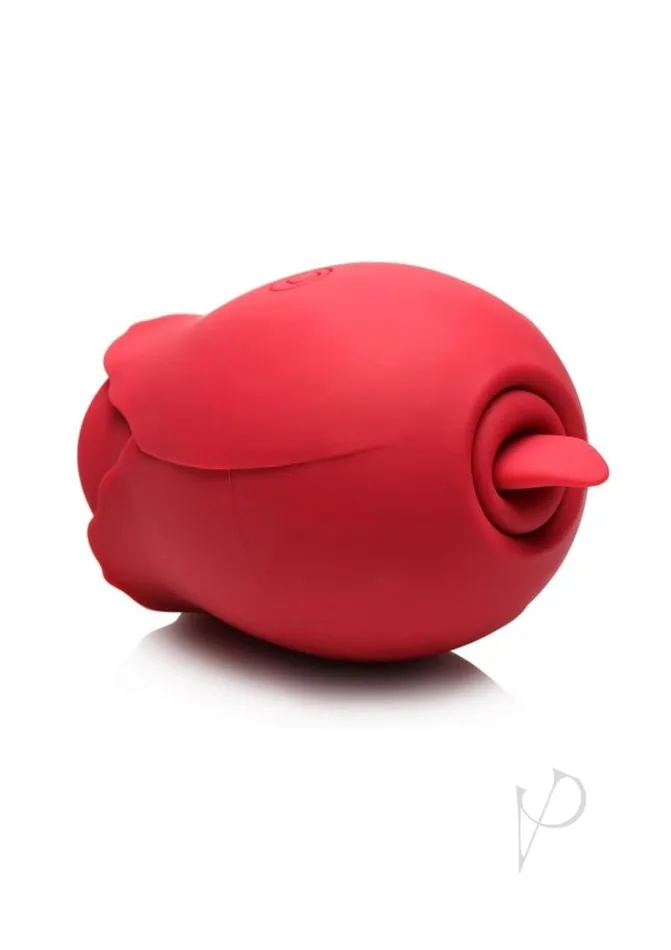 Vibrators Bloomgasm Double Tease Rose 10X Rechargeable Silicone Sucking and Licking Stimulator Red Bloomgasm