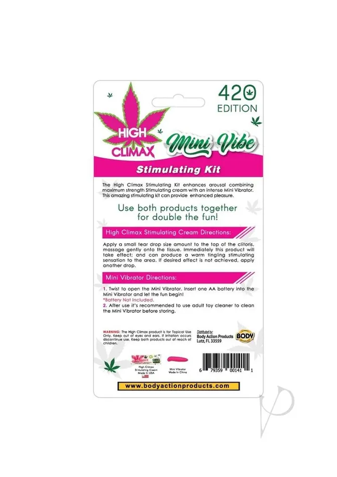 Vibrators Body Action Products High Climax Mini Vibrator Stimulating Kit Pink