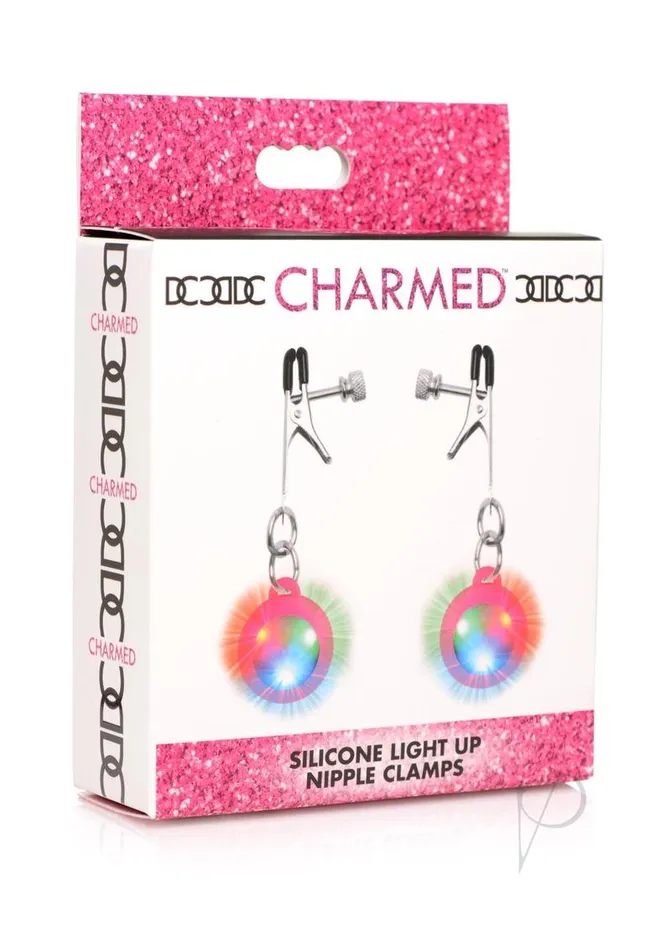 Vibrators Charmed Charmed Silicone LightUp Nipple Clamps Pink