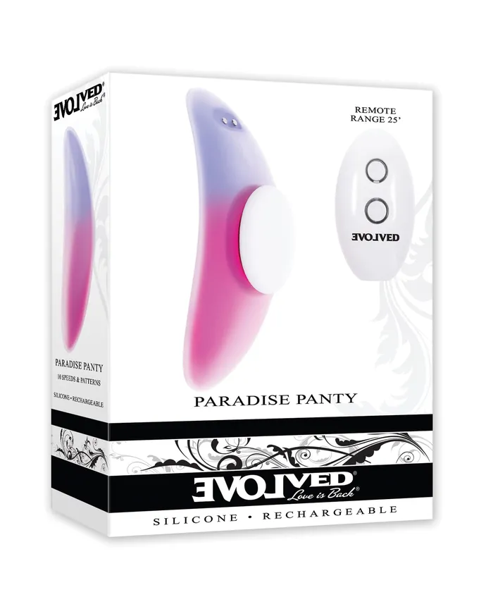 Vibrators Evolved Paradise Rechargeable Silicone Panty Vibe PinkPurple