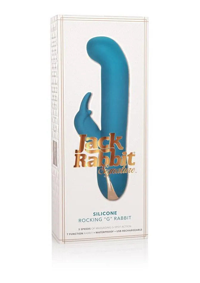 Vibrators Jack Rabbit Signature Silicone Rocking G Rabbit Rechargeable Vibrator Blue Jack Rabbit