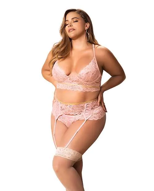 Vibrators Mapale Lace Underwire Bra Thong Garterbelt wLace Up Detail Rose 2X3X Vibrators Mapale Lace Underwire Bra Thong Garterbelt wLace Up Detail Rose 2X3X