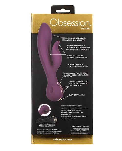 Vibrators Obsession Obsession Desire Rechargeable Silicone Rabbit Vibrator Purple