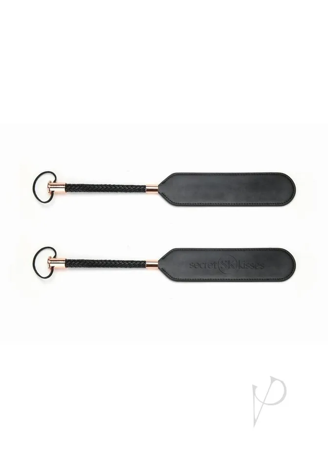 Vibrators Secret Kisses Secret Kisses Faux Leather Paddle BlackRose Gold