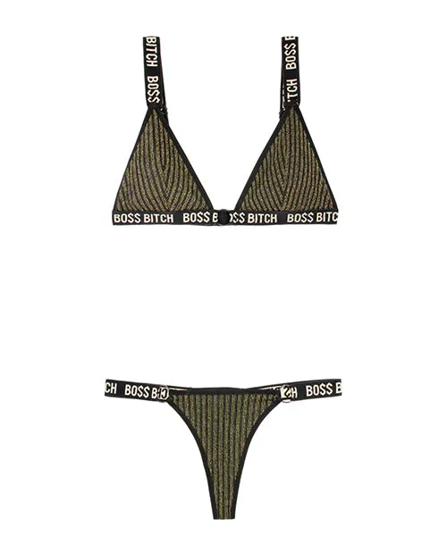 Vibrators Vibes Boss Bitch Bralette Thong Panty BlackGold ML Vibes By Fantasy Lingerie Vibrators Vibes Boss Bitch Bralette Thong Panty BlackGold ML Vibes By Fantasy Lingerie