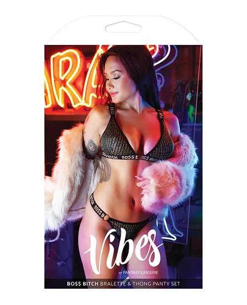 Vibrators Vibes Boss Bitch Bralette Thong Panty BlackGold ML Vibes By Fantasy Lingerie Vibrators Vibes Boss Bitch Bralette Thong Panty BlackGold ML Vibes By Fantasy Lingerie