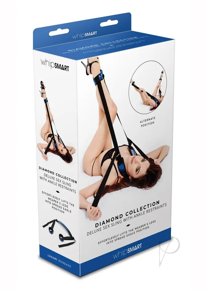 WhipSmart Deluxe Sex Sling with Ankle Restraints BlueBlack Whipsmart Anal