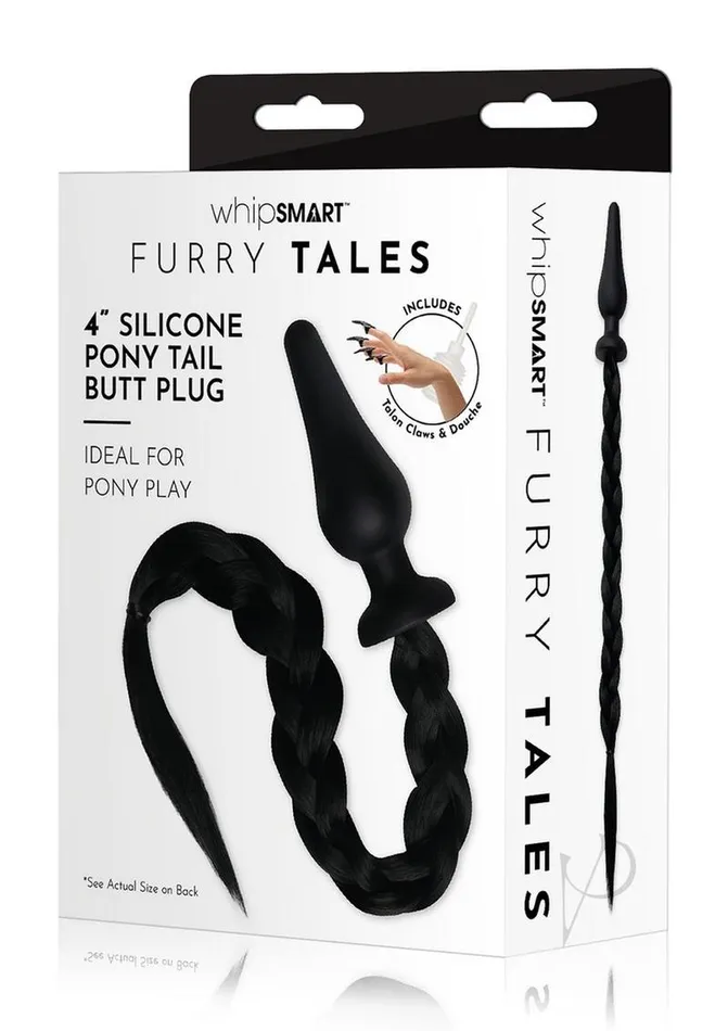 Whipsmart Whipsmart Silicone Plug 4in with Pony Tail Black Anal
