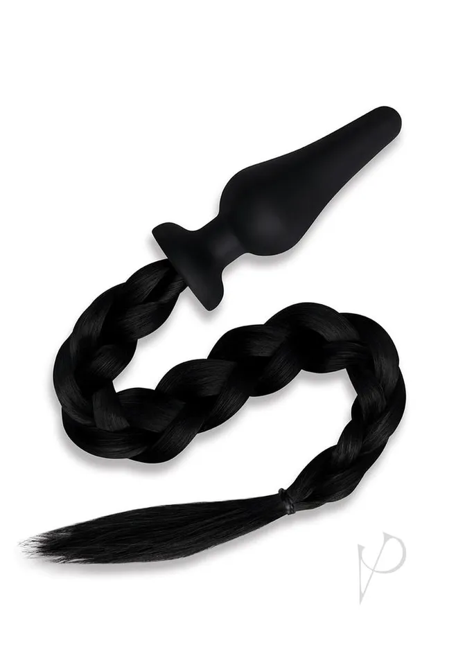 Whipsmart Whipsmart Silicone Plug 4in with Pony Tail Black Anal Whipsmart Whipsmart Silicone Plug 4in with Pony Tail Black Anal