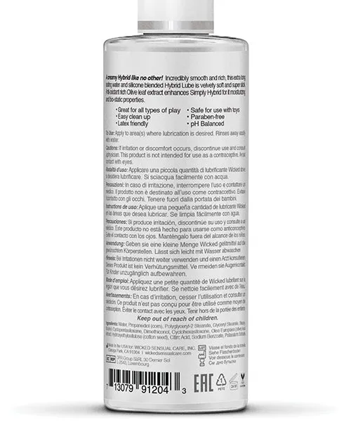 Wicked Simply Hybrid Lubricant with Olive Leaf Extract 4oz Wicked Simply Lubricants
