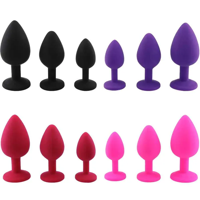 Wild Night Fantasies Anal 3pcs Silicone Heart Shaped Jewelled Butt Plugs