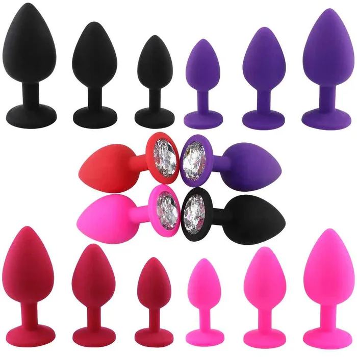 Wild Night Fantasies Anal 3pcs Silicone Heart Shaped Jewelled Butt Plugs