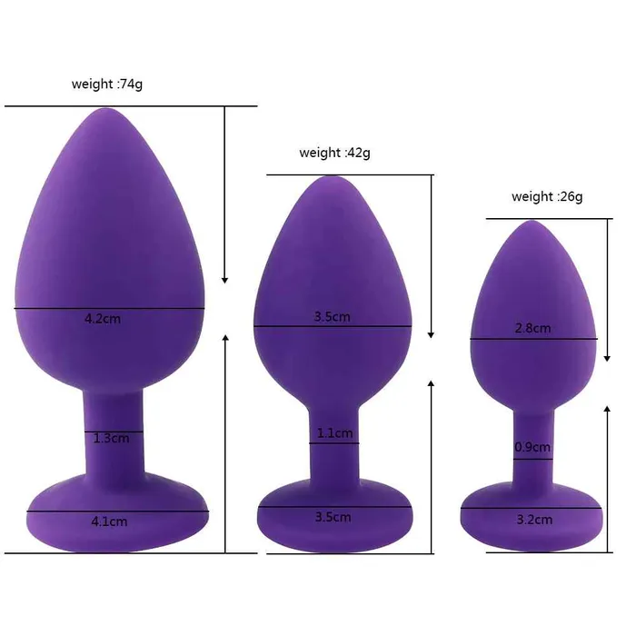 Wild Night Fantasies Anal 3pcs Silicone Heart Shaped Jewelled Butt Plugs