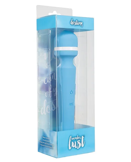 Wonderlust Destiny Silicone Rechargeable Wand Massager Blue Wonderlust Vibrators